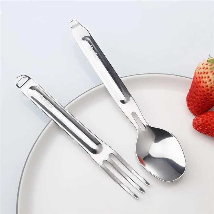 NEXTOOL Picnic Hiking Stainless Steel Utensil Set Fork Spoon Camping Cutlery Kit (BPA-Free, No FDA Certified)