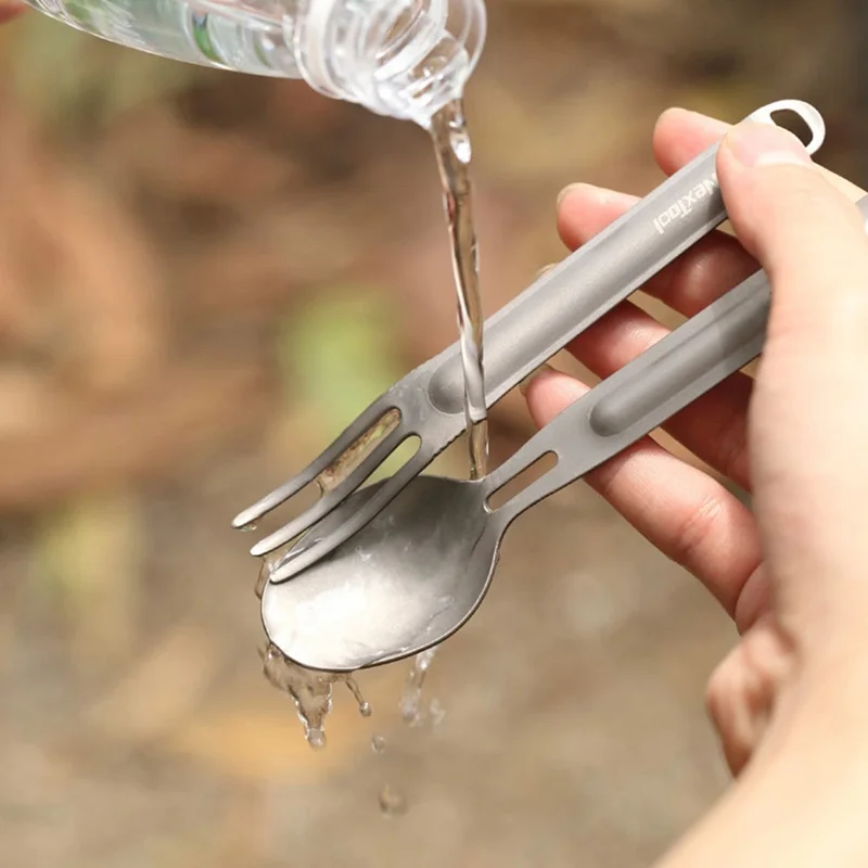 NEXTOOL Cucchiaio da Zuppa in Titanio Set di Posate da Campeggio per Picnic all'Aperto Escursionismo (Senza BPA, Non Certificato FDA)