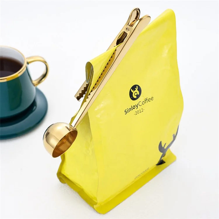 2-in-1 Stainless Steel Measuring Spoon Coffee Bean Bag Clip (BPA Free, No FDA) - Multi-color