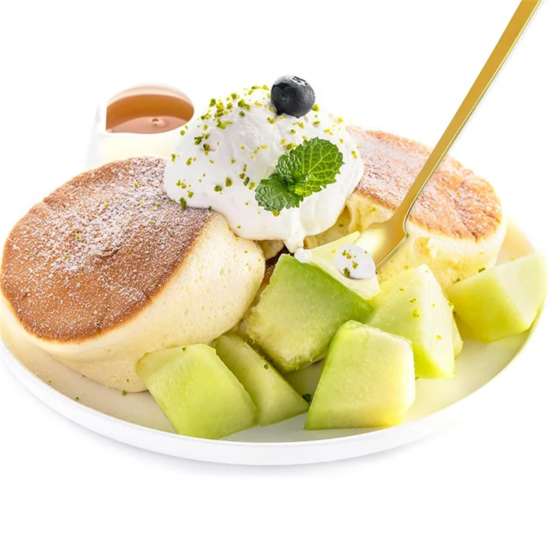 3 st 13,2 cm rostfritt stål fyrkantsked med lång skaft, guld (BPA-fri, ingen FDA)