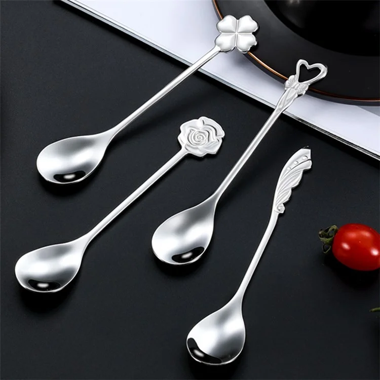 Stainless Steel Coffee Tea Stirring Spoon Dessert Spoon, Silver (BPA Free, No FDA) - Rose