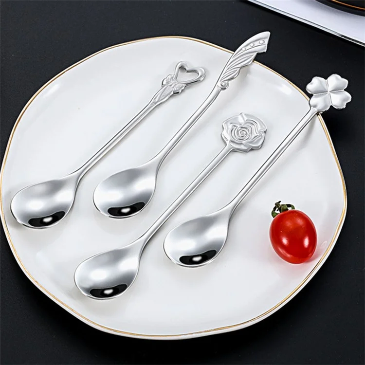 Stainless Steel Coffee Tea Stirring Spoon Dessert Spoon, Silver (BPA Free, No FDA) - Rose