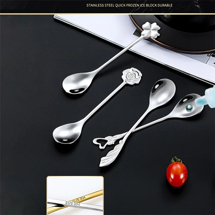 Stainless Steel Coffee Tea Stirring Spoon Dessert Spoon, Silver (BPA Free, No FDA) - Rose