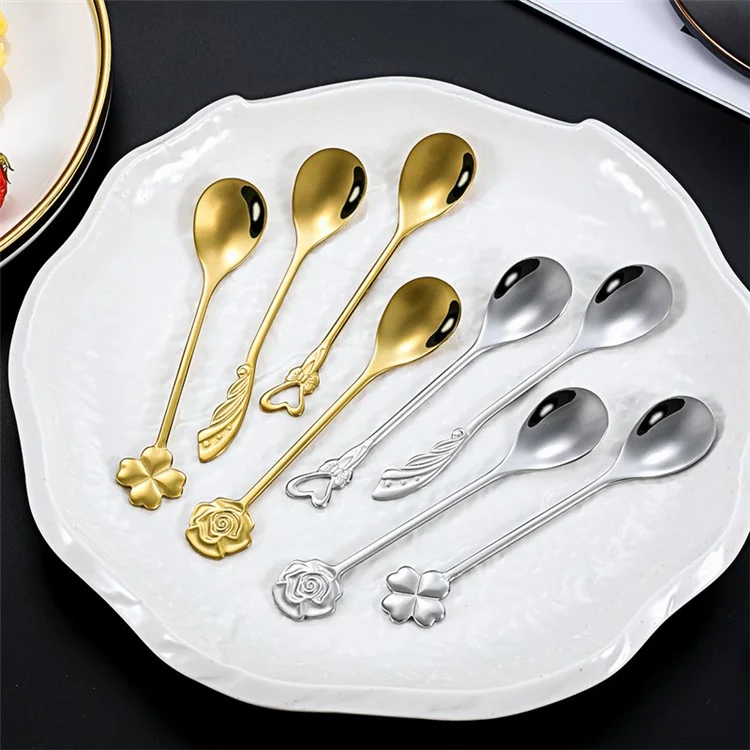 Stainless Steel Coffee Tea Stirring Spoon Dessert Spoon, Silver (BPA Free, No FDA) - Rose