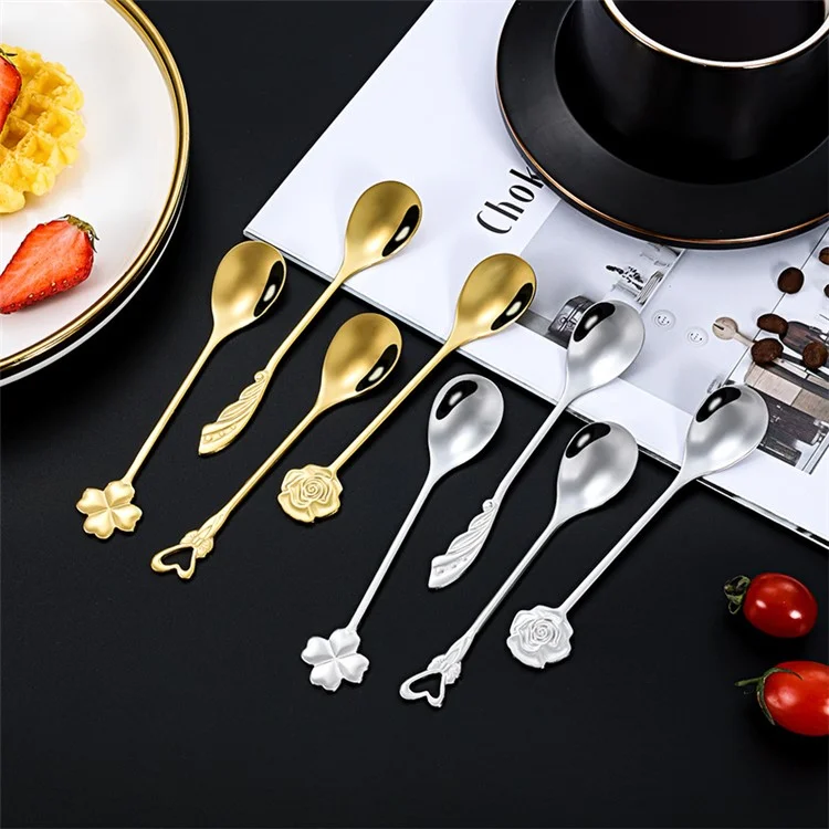 Stainless Steel Coffee Tea Stirring Spoon Dessert Spoon, Silver (BPA Free, No FDA) - Rose