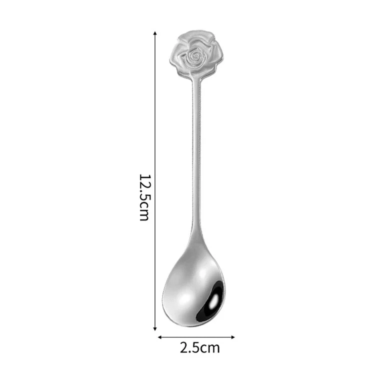 Stainless Steel Coffee Tea Stirring Spoon Dessert Spoon, Silver (BPA Free, No FDA) - Rose