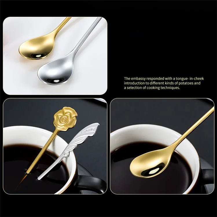 Cuchara de mezcla de acero inoxidable para café, té y postre, color dorado (sin BPA, sin FDA) - Trébol