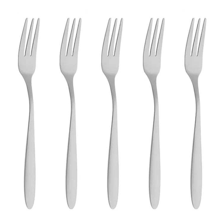 5 piezas Cucharita pequeña / Tenedor de acero inoxidable Cuchara de postre Tenedor de frutas (Sin BPA, sin certificado FDA) - Tenedor de tres dientes