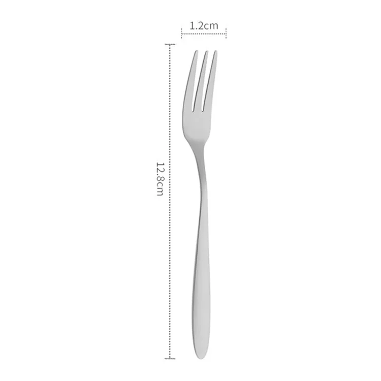 5 piezas Cucharita pequeña / Tenedor de acero inoxidable Cuchara de postre Tenedor de frutas (Sin BPA, sin certificado FDA) - Tenedor de tres dientes