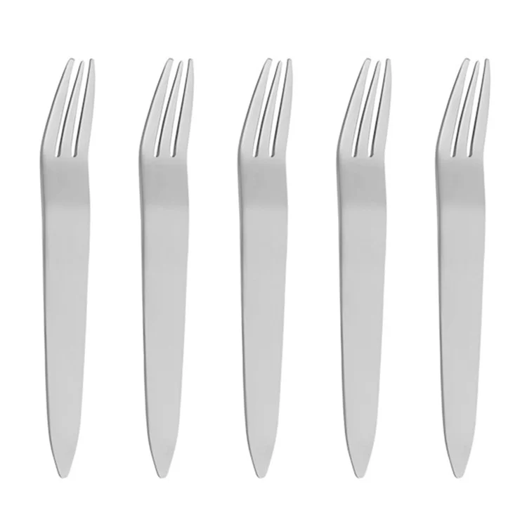 5Peças Pequena Colher / Garfo de Aço Inoxidável, Colher de Sobremesa, Garfo de Fruta (Sem BPA, Sem Certificado FDA) - Garfo de Pastelaria