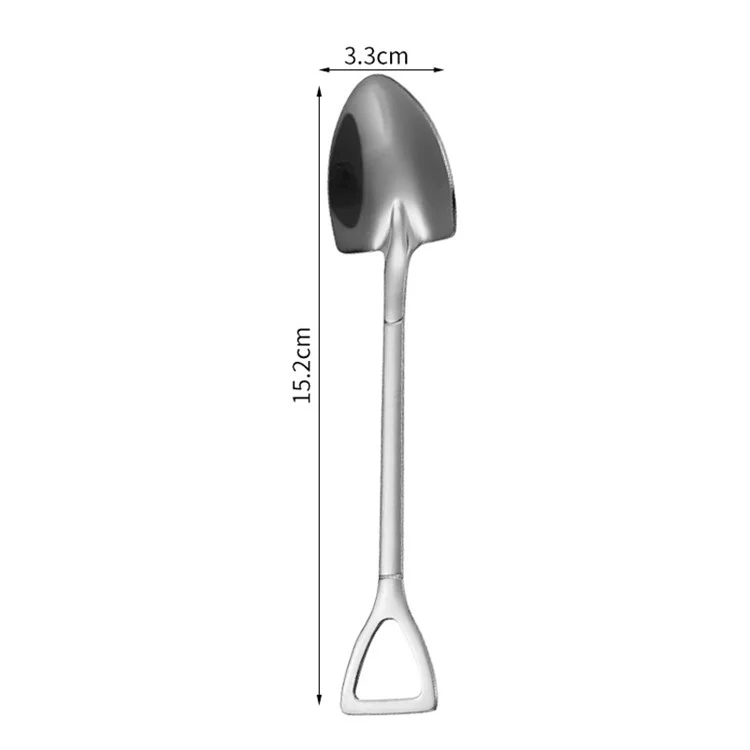 5Pcs Shovel Shape Spoon Stainless Steel Watermelon Dessert Spoon (BPA Free, No FDA Certificate) - Silver Triangle Shovel