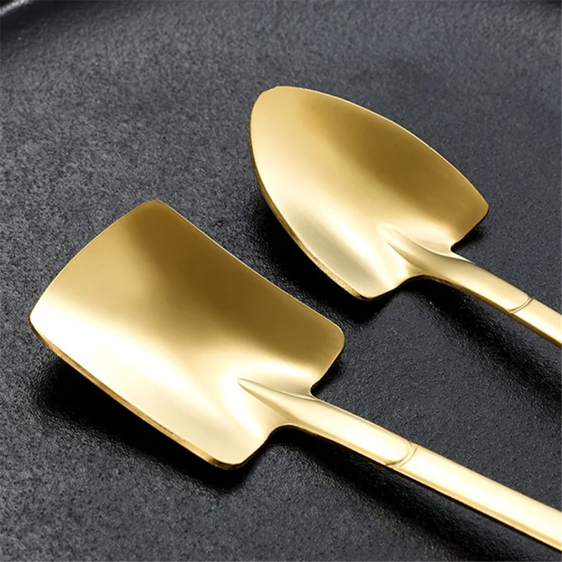 4Pcs Shovel Shape Spoon Stainless Steel Dessert Fruit Spoons Set (BPA Free, No FDA Certificate)