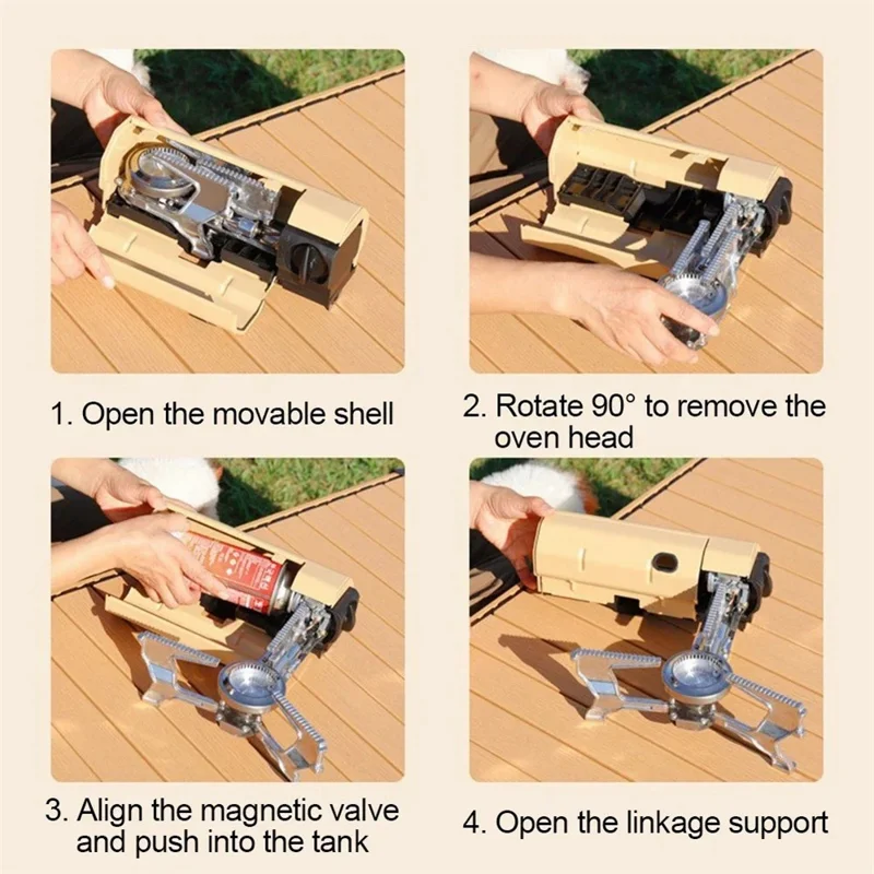 001 Burner de Fogão Portátil de Acampamento - Cáqui