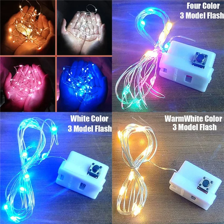 2 Meters/20 Lights LED Copper Wire Firefly Lights for Cake/Flowers/Gifts/Wedding/Christmas Decorations - Warm White