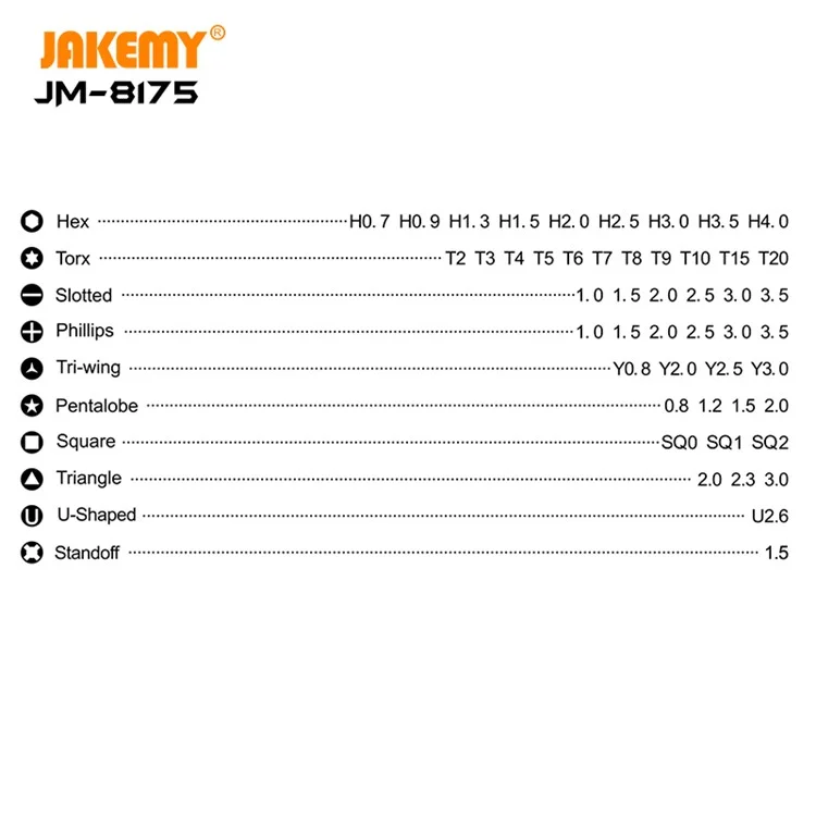 JAKEMY JM-8175 50 em 1 Chave de Conjuma de Conjunta de 1 Bits Magnéticos