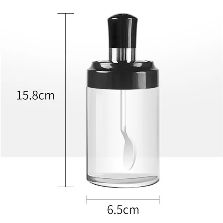 Kitchen Spice Jar Moisture-proof Transparent Glass Pepper Powder Salt Bottle Barbecue Seasoning Bottle (BPA Free, No FDA Certificate) - Spoon Type