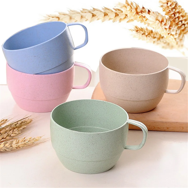 320ML Coffee Mug Wheat Straw Water Drinking Cup Tooth Mug (No FDA, BPA-Free) - Green