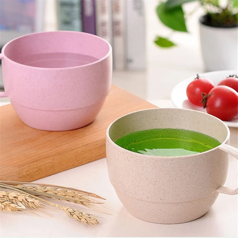 320ML Coffee Mug Wheat Straw Water Drinking Cup Tooth Mug (No FDA, BPA-Free) - Green