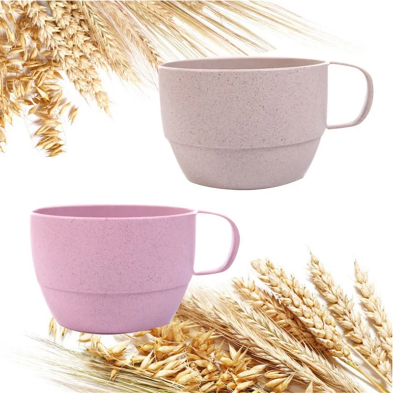 320ML Coffee Mug Wheat Straw Water Drinking Cup Tooth Mug (No FDA, BPA-Free) - Green