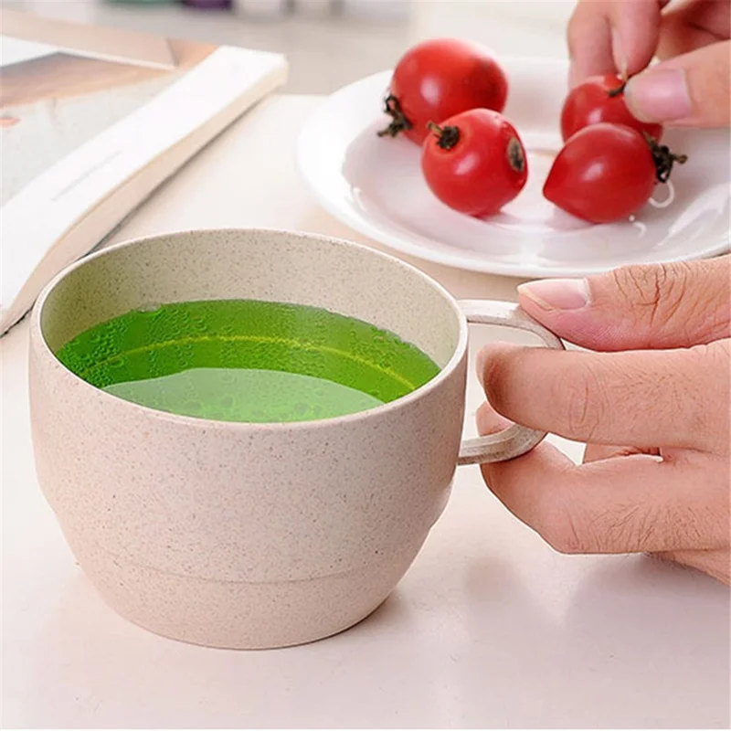 320ML Coffee Mug Wheat Straw Water Drinking Cup Tooth Mug (No FDA, BPA-Free) - Green