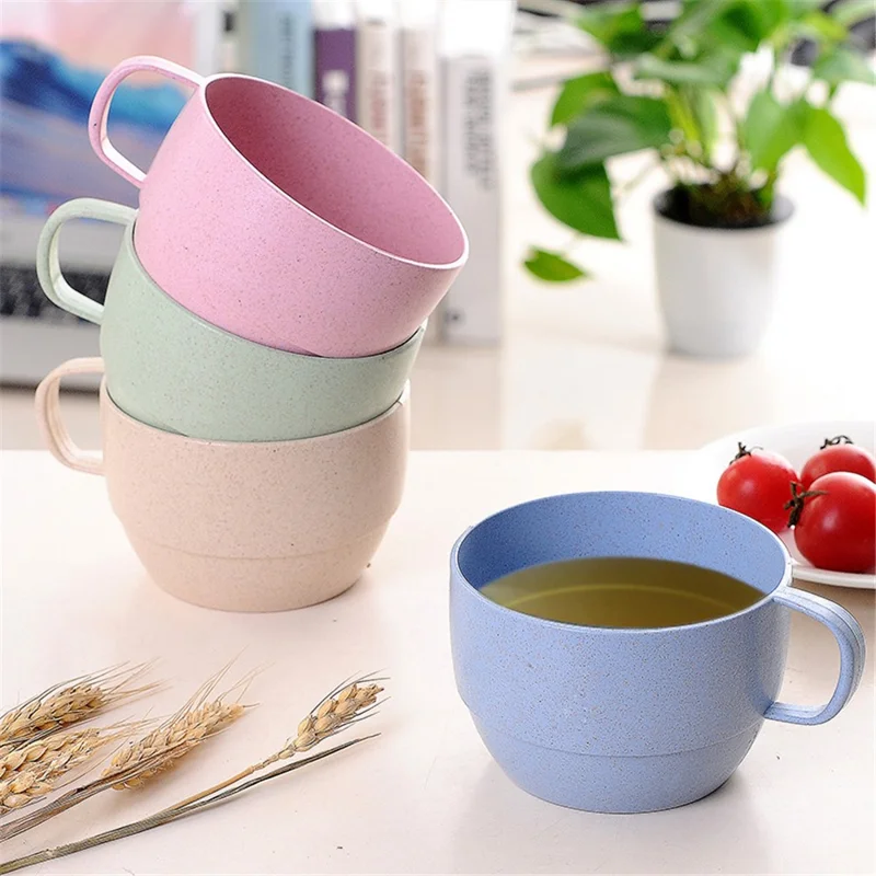 320ML Coffee Mug Wheat Straw Water Drinking Cup Tooth Mug (No FDA, BPA-Free) - Green