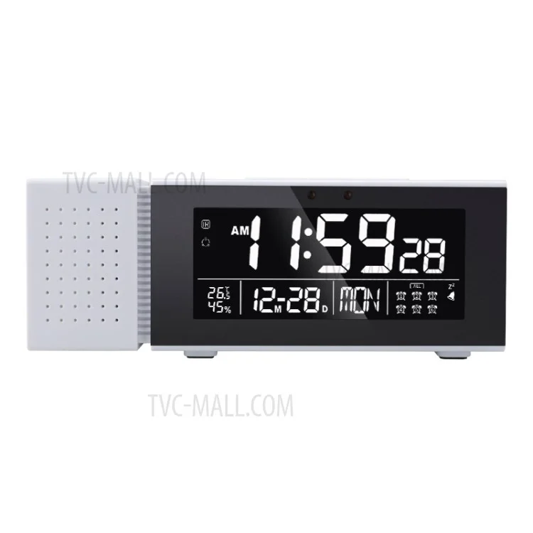 TS-P30 Home Night Light Sound Light Alarm IR Human Body Induction Digital Clock - Branco