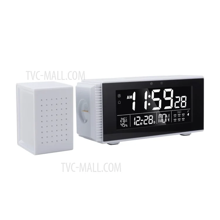 TS-P30 Home Night Light Sound Light Alarm IR Human Body Induction Digital Clock - Branco