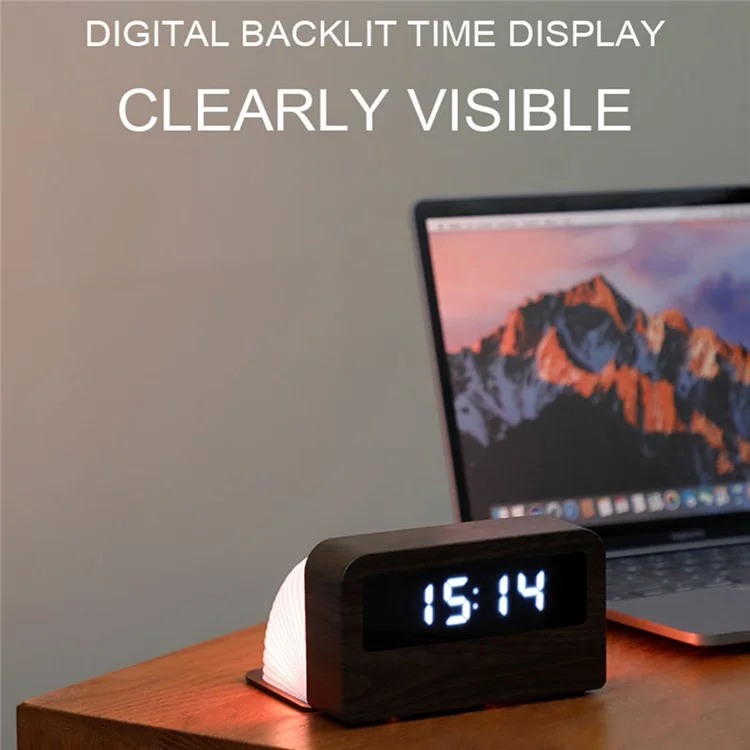Y1 Creative Book Light Clock Time Display USB Ricaricabile Smart Clock - Nero