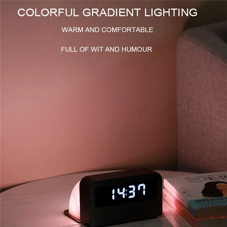 Y1 Creative Book Light Clock Time Display USB Ricaricabile Smart Clock - Nero