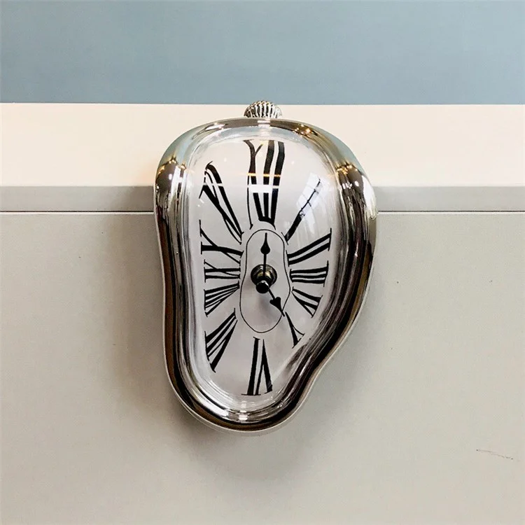 HENGYOU Special-Shaped PC Melting Clock Roman Numerals Melted Clock for Decorative Home Office Shelf Desk - Black