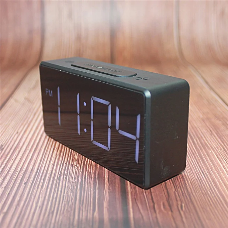 Orologio da Letto Con Snooze Digitale Specchio Con Visualizzazione a LED 12/24H Orologio a Doppio Formato (senza Batteria) - Nero