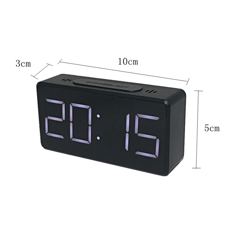 Reloj Digital de Espejo Reloj Del Despertador de Cabeceo Con Pantalla LED 12/24H Reloj de Formato Dual (sin Batería) - Negro