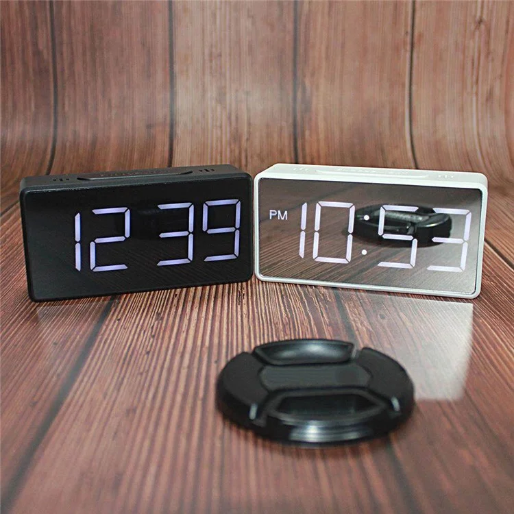 Orologio da Letto Con Snooze Digitale Specchio Con Visualizzazione a LED 12/24H Orologio a Doppio Formato (senza Batteria) - Nero