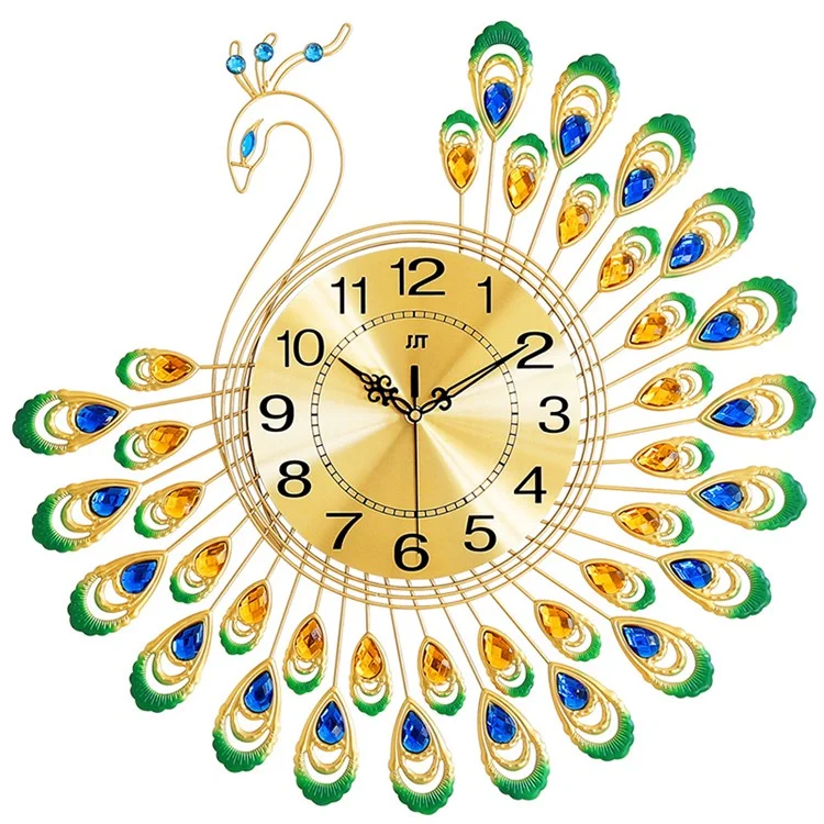 JT18116 60X60cm Creative 3D Peacock Wall Clock for Home Decoration and Living Room Decoration Handicraft Decoration Clock