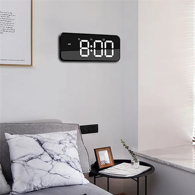 905 Alarm Clock with Large Digital Display Screen LED Backlight Voice Control Alarm Clock Music Charging Function Dual USB Ports 3 Adjustable Brightness Suitable for Home Bedroom and Office - Black