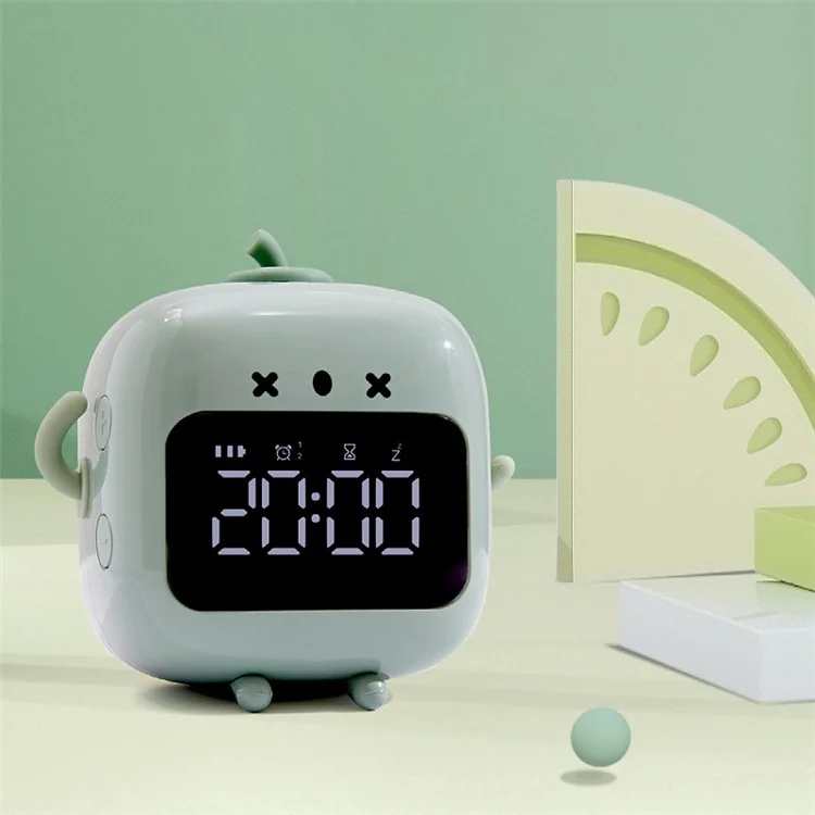 C3 Kid's Alarm Clock Digital Cute Bedside Clock Countdown Function Children's Sleep Trainer Snooze Traning Tool for Boys and Girls - Green