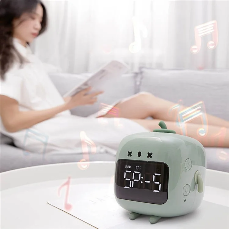 C3 Kid's Alarm Clock Digital Cute Bedside Clock Countdown Function Children's Sleep Trainer Snooze Traning Tool for Boys and Girls - Green