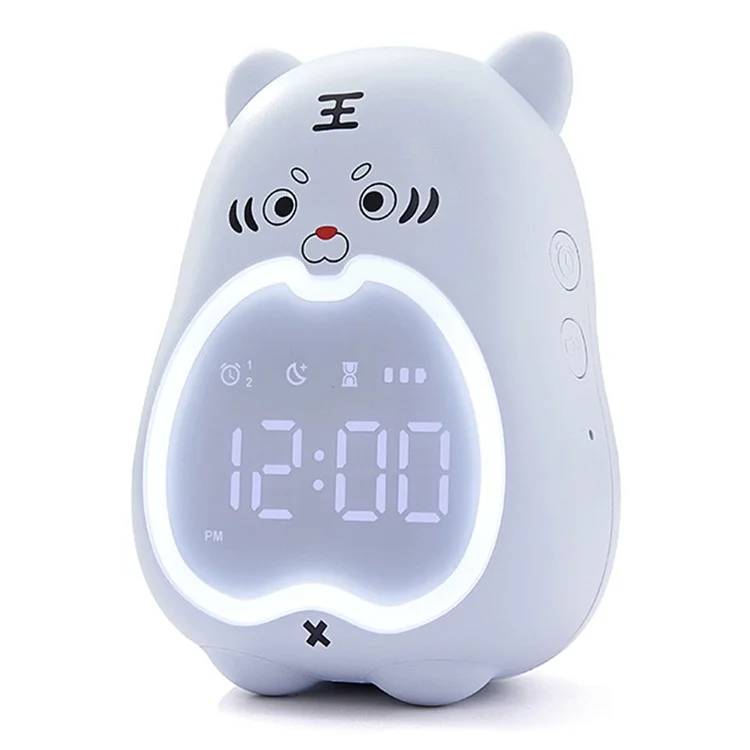 XR-MM-C2110 Cute Tiger Shaped Alarm Clock Creative Electronic Clock Multifunction Study Training Time Setting Touch Controlled Clock - Blue