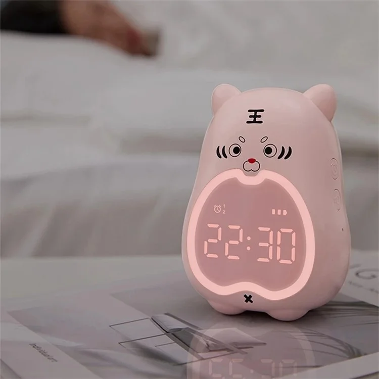 XR-MM-C2110 Cute Tiger Shaped Alarm Clock Creative Electronic Clock Multifunction Study Training Time Setting Touch Controlled Clock - Blue