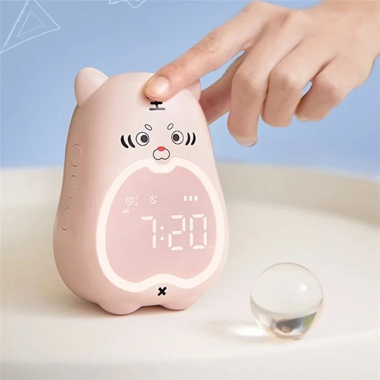 XR-MM-C2110 Süßer Tiger-förmiger Wecker Kreative elektronische Uhr Multifunktions-Studien-Trainings-Zeiteinstellung Touchgesteuerte Uhr - Blau