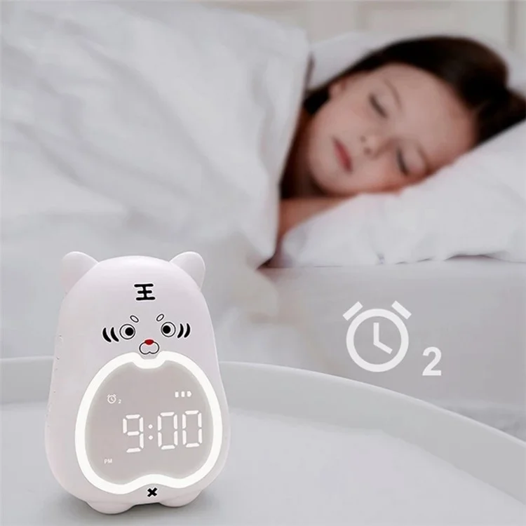 XR-MM-C2110 Cute Tiger Shaped Alarm Clock Creative Electronic Clock Multifunction Study Training Time Setting Touch Controlled Clock - Blue