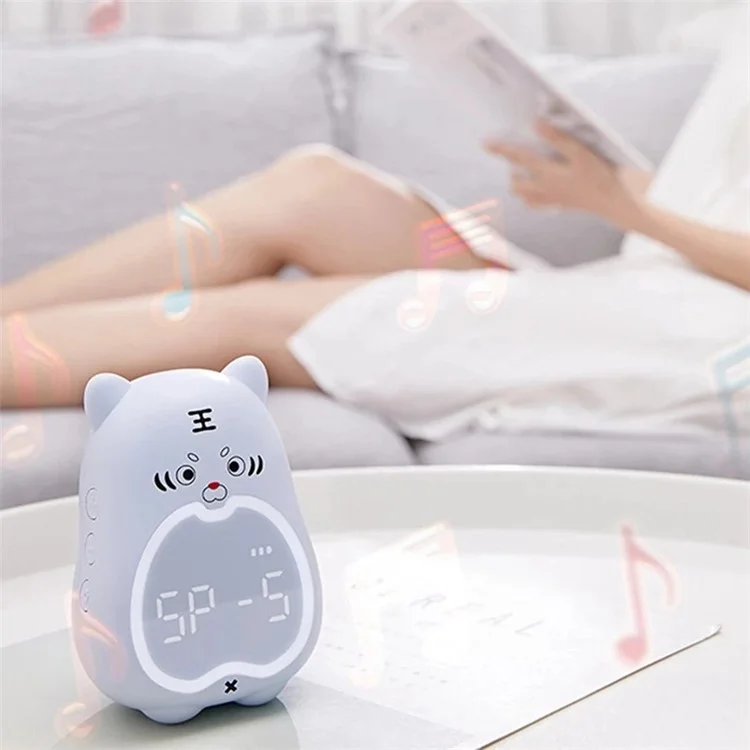 XR-MM-C2110 Cute Tiger Shaped Alarm Clock Creative Electronic Clock Multifunction Study Training Time Setting Touch Controlled Clock - Blue