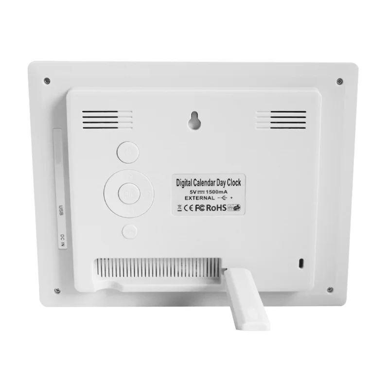 DDC-8009 8 inch Digital Display Alarm Clock 8 Groups Alarm Desktop Clock Machine Auto Adjust Brightness Elderly Alarm Clock - White/US Plug