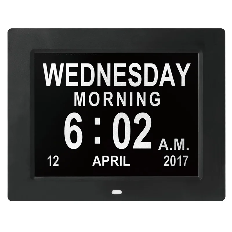 DDC-8009 8 inch Digital Display Alarm Clock 8 Groups Alarm Desktop Clock Machine Auto Adjust Brightness Elderly Alarm Clock - Black/EU Plug