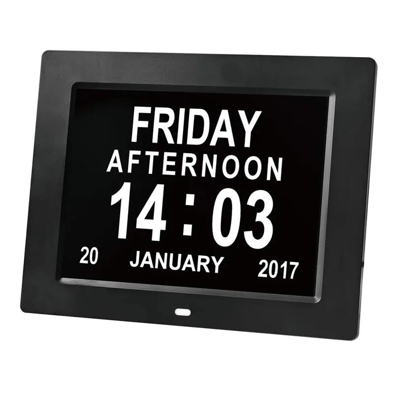 DDC-8009 8 inch Digital Display Alarm Clock 8 Groups Alarm Desktop Clock Machine Auto Adjust Brightness Elderly Alarm Clock - Black/EU Plug