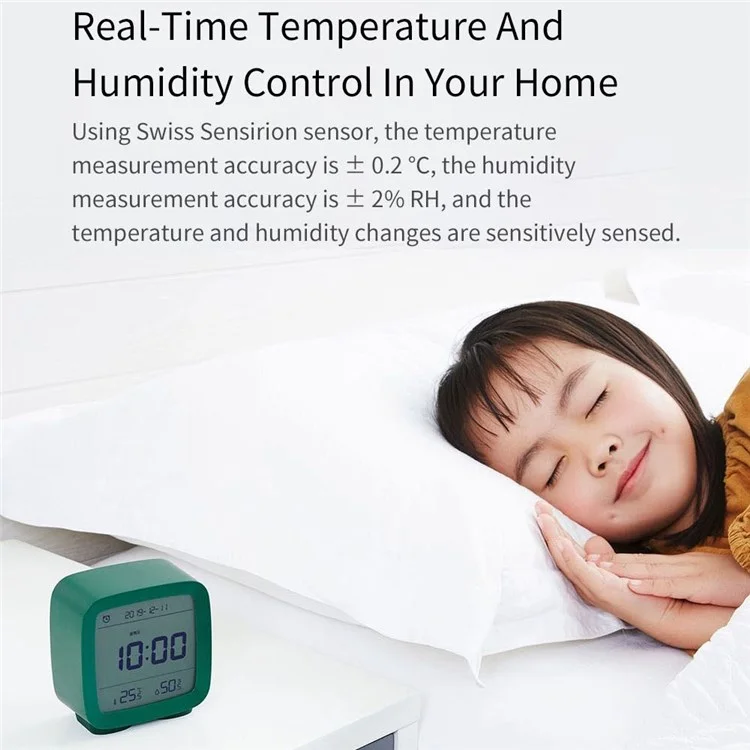 XIAOMI YOUPIN QingPing Bluetooth Temperature Humidity Detection Alarm Clock with Adjustable Backlit - Green