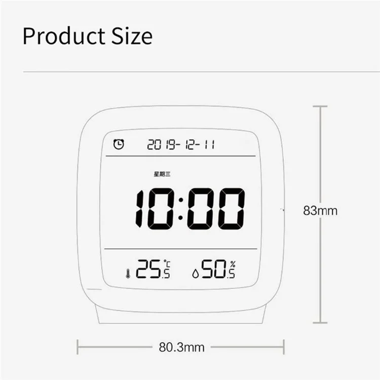 XIAOMI YOUPIN QingPing Bluetooth Temperature Humidity Detection Alarm Clock with Adjustable Backlit - Beige