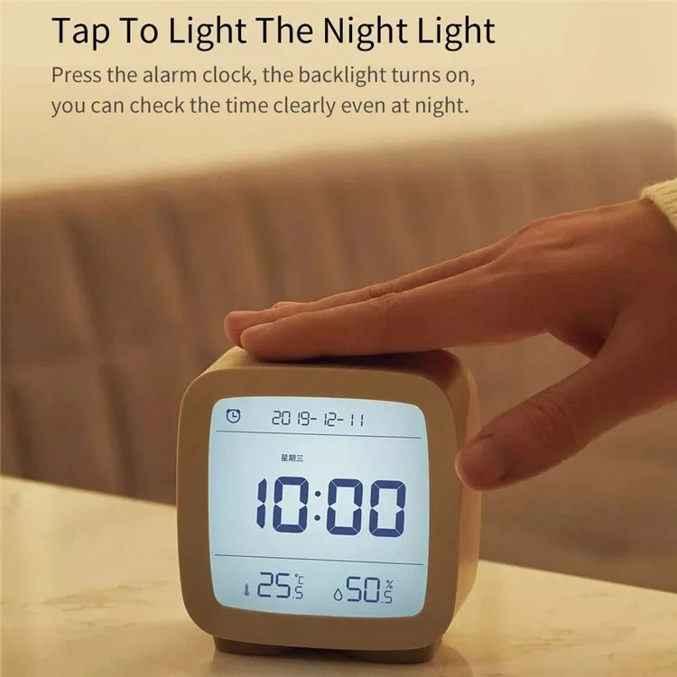 XIAOMI YOUPIN QingPing Bluetooth-compatible Temperature Humidity Detection Alarm Clock with Adjustable Backlit - Beige