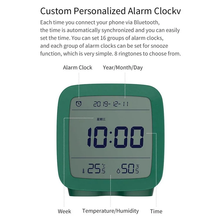XIAOMI YOUPIN QingPing Bluetooth-compatible Temperature Humidity Detection Alarm Clock with Adjustable Backlit - Beige