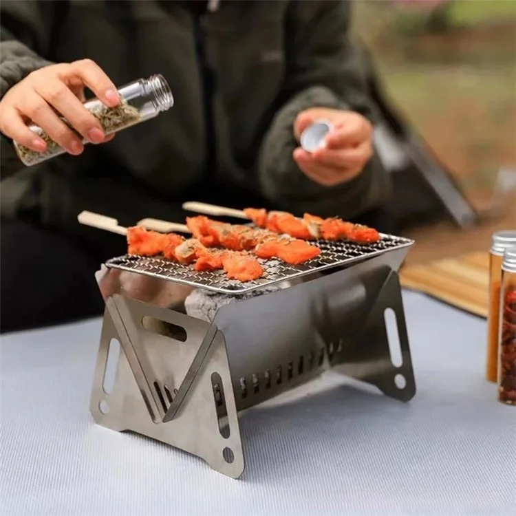 Detachable Camping Picnic BBQ Stainless Steel Stove Outdoor Charcoal Burning Cooking Stove (No FDA, BPA-Free)